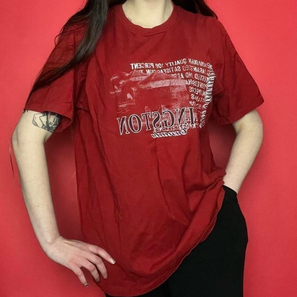Red tee with white graphics 🤍❤️